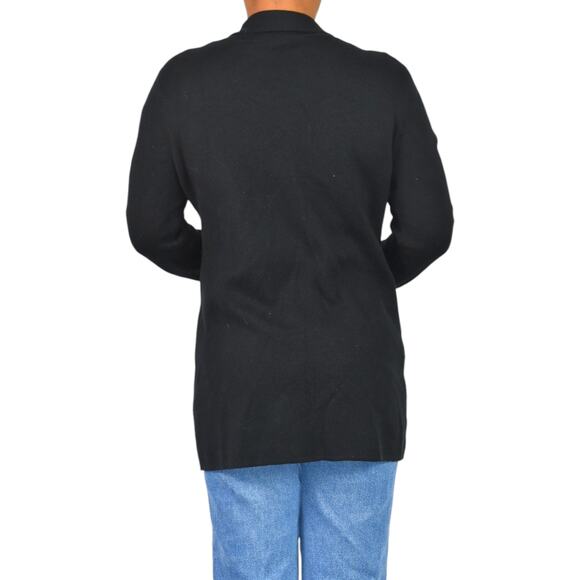 J Crew Factory Sweater Blazer Black Cardigan Knit Collared Cotton Pockets Medium - Picture 2 of 16